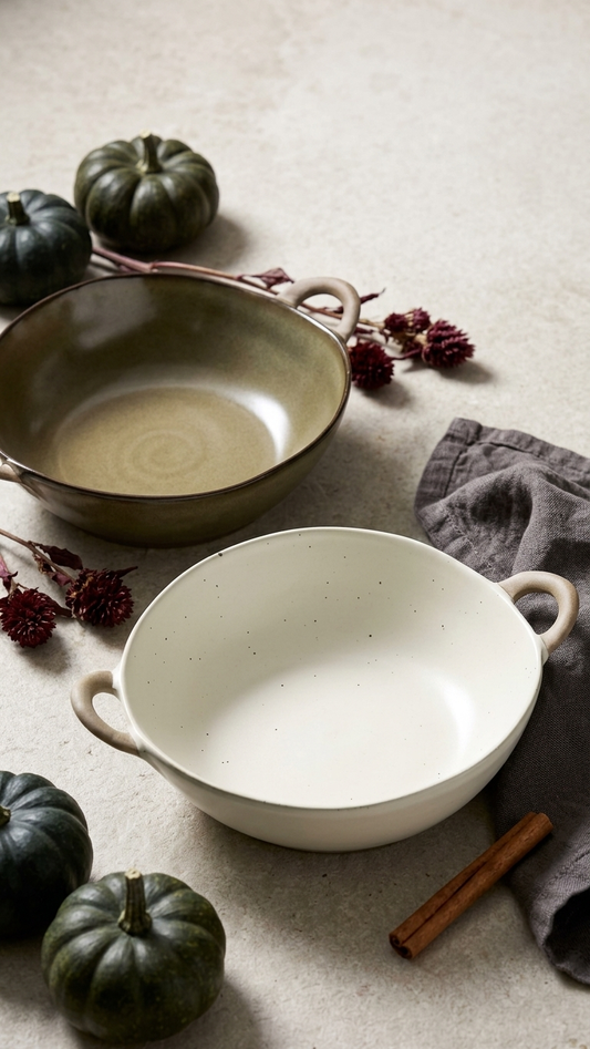 Fall Home Decor Neutral Complementing Color Bowls Ceramic Pottery Tableware