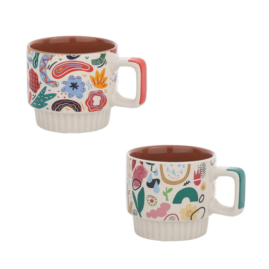 Artful Abstracts Stackable Ceramic Mugs
