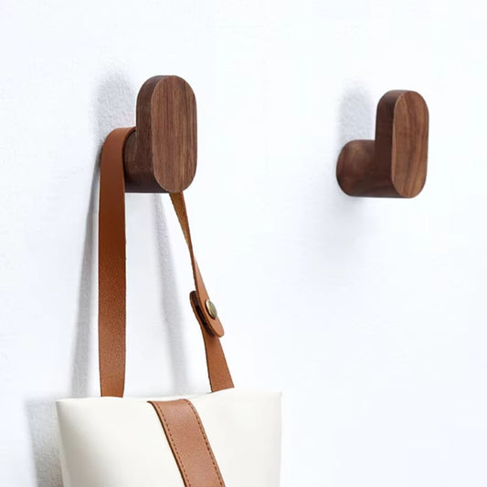 Walnut Wooden Wall Hooks For Hanging Bags In The Entryway Stylish Modern Natural Decor