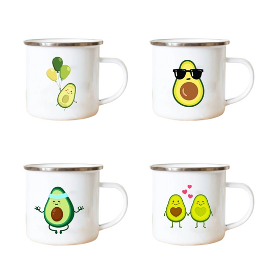 Adorable Avocado Stainless Steel Enamel Camp Mugs