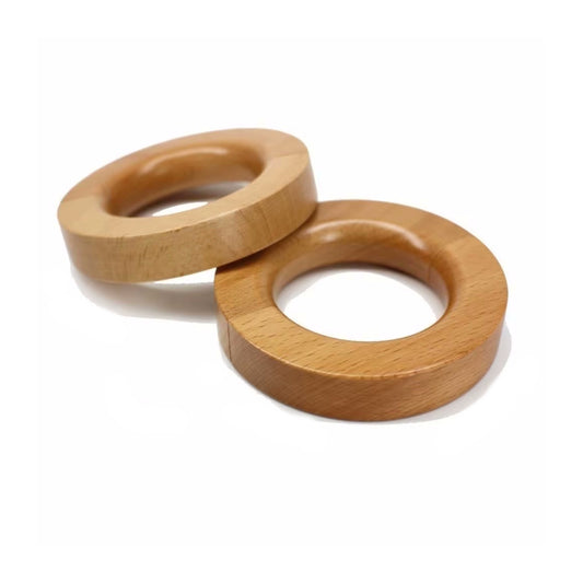 Wooden Curtain Holdback Magnetic Rings Set of 2