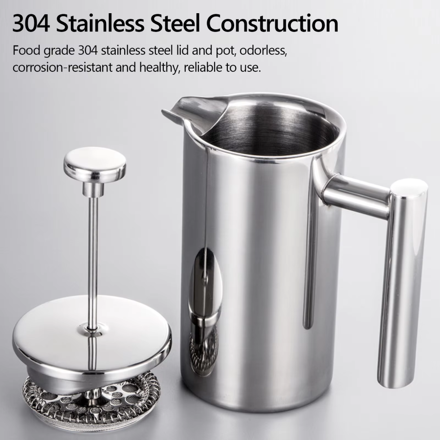 304 Stainless Steel French Press Coffee Pot Healthy Way To Make Coffees