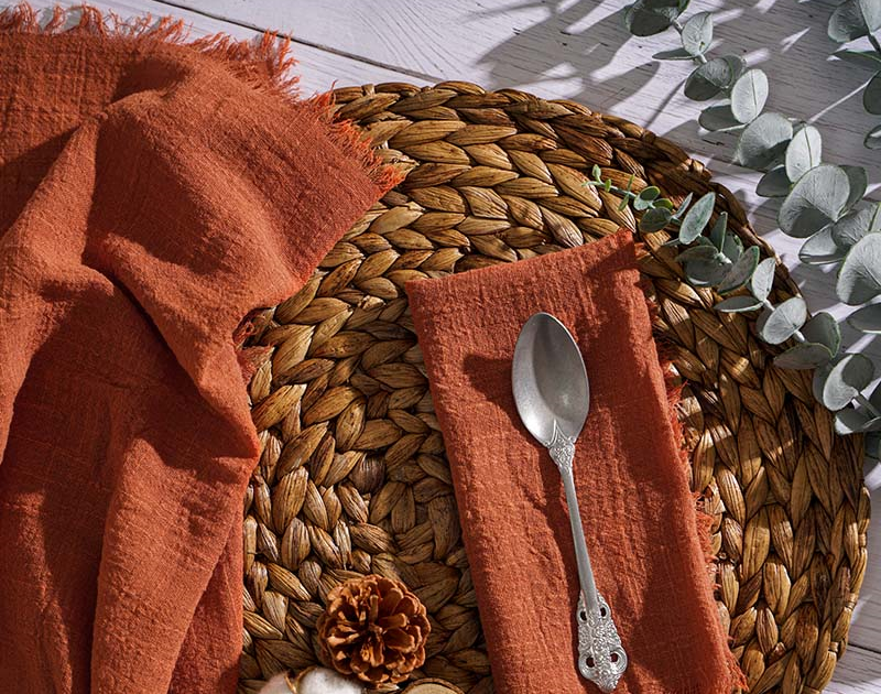 Pumpkin Orange Napkins For Fall Tablescapes And Cozy Autumn Home Decor Rust Color Rustic Cotton Napkin