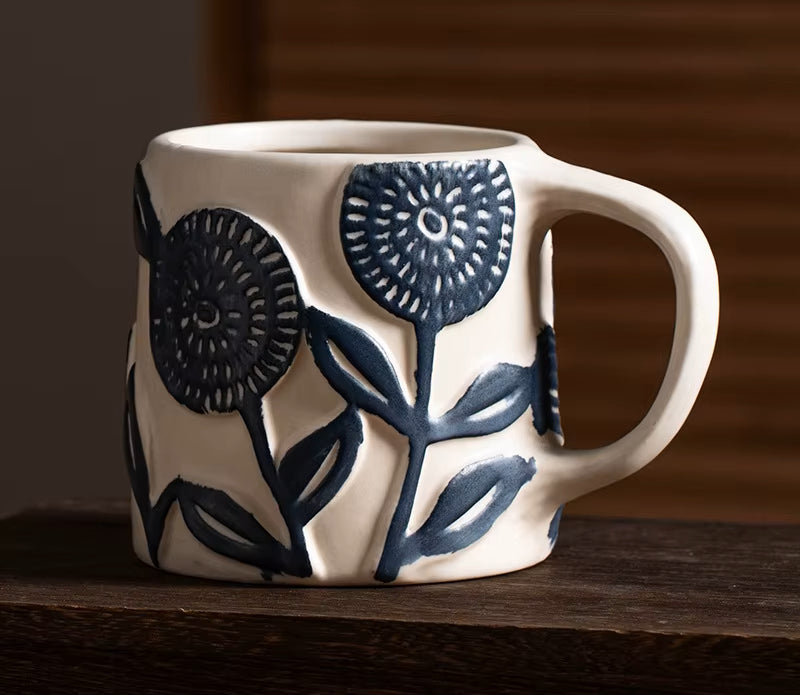 Organic Retro Craft Style Ceramic Mugs