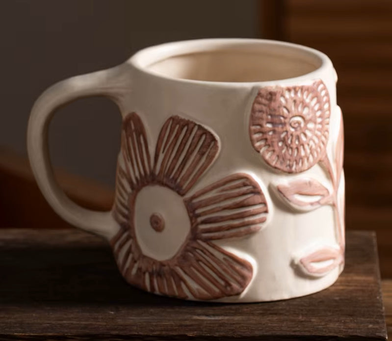 Organic Retro Craft Style Ceramic Mugs