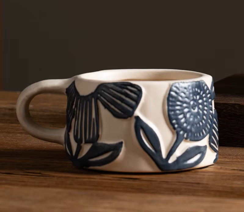 Organic Retro Craft Style Ceramic Mugs