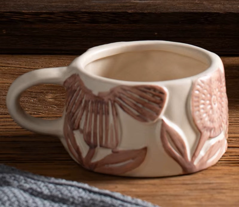 Organic Retro Craft Style Ceramic Mugs