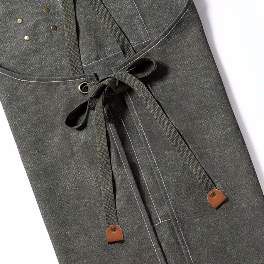 Back Of Cotton Apron With Adjustable Tie Strings
