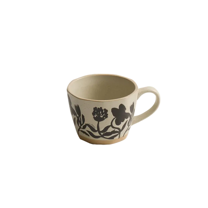 Black Garden Impressions Ceramic Mug With Exposed Base