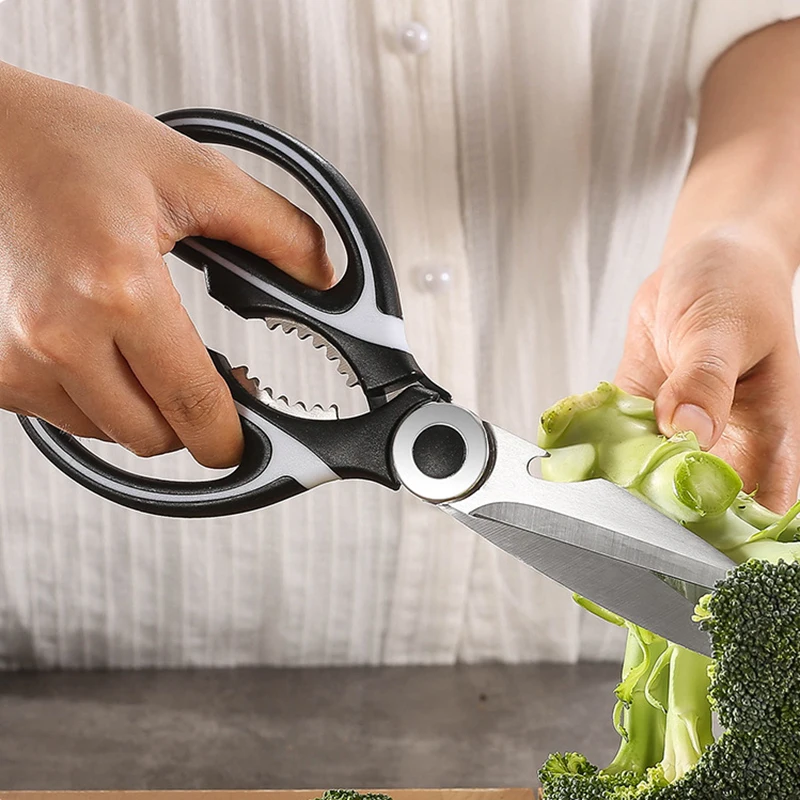 Cutting Fresh Broccoli With Kitchen Scissors