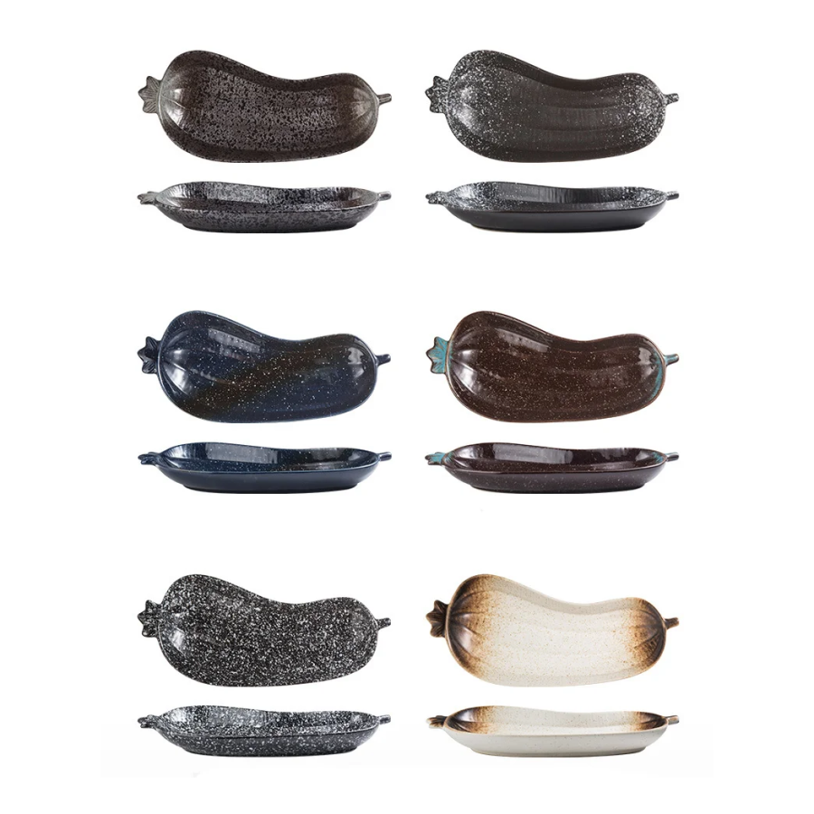 Eggplant Shaped Ceramic Decorative Serveware