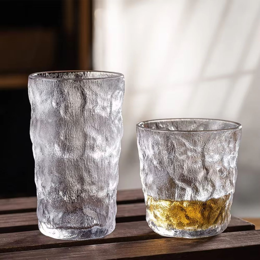 Glacier Ice Frosted Drinkware Tall And Short Glasses With Glacial Pattern