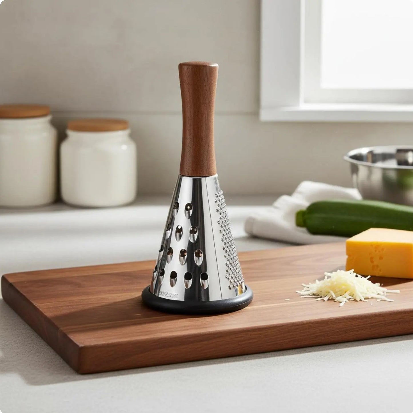 Luxury Chef Stainless Steel Cone Grater With Wood Handle