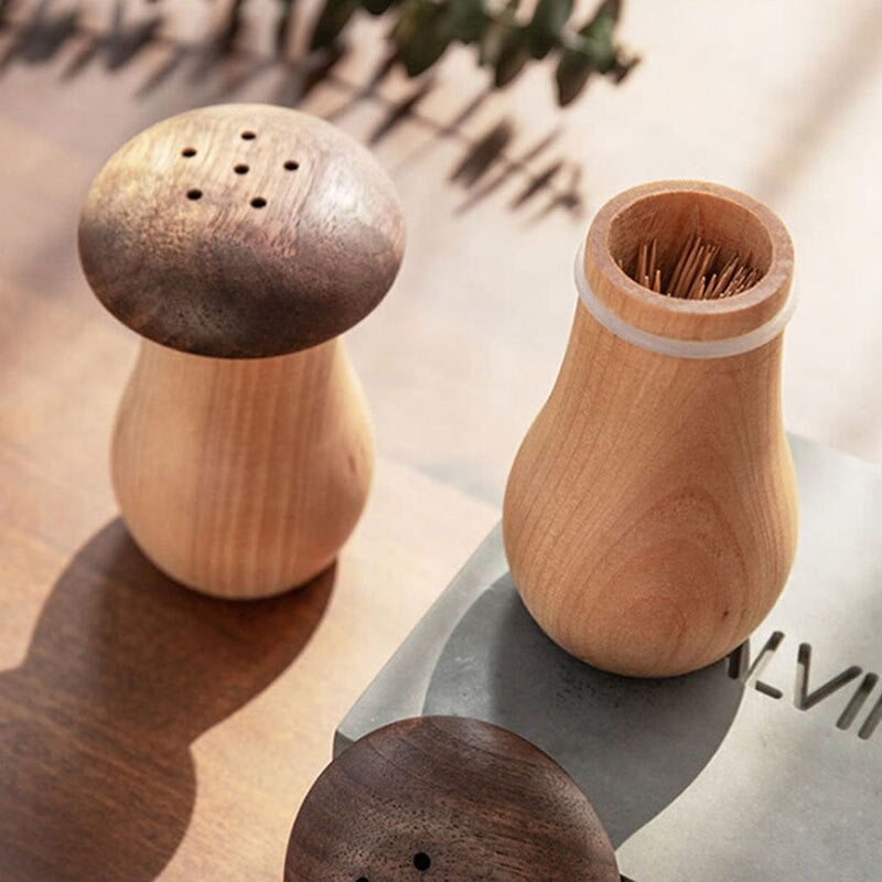 Kitchen Decor And Table Decoration Wood Toothpick Holders Mushroom Shaped