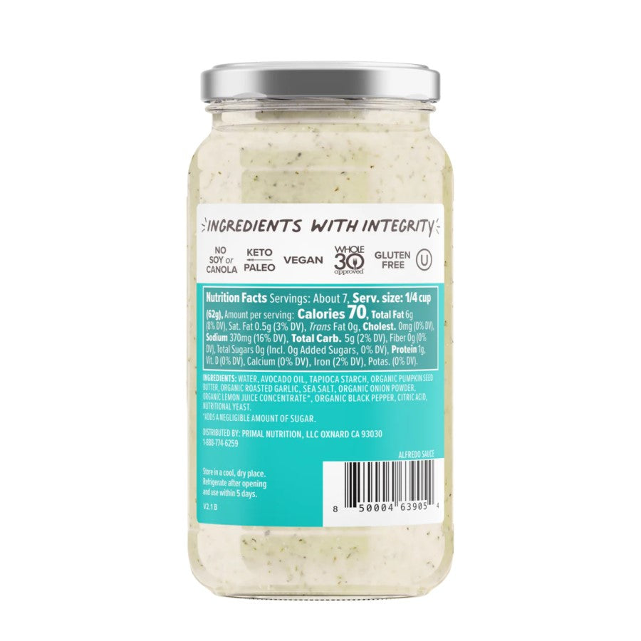 Whole30 Approved Primal Kitchen Garlic Alfredo Sauce Ingredients