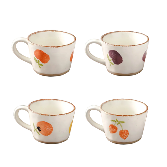 Orchard Fruit Ceramic Mugs With Exposed Based