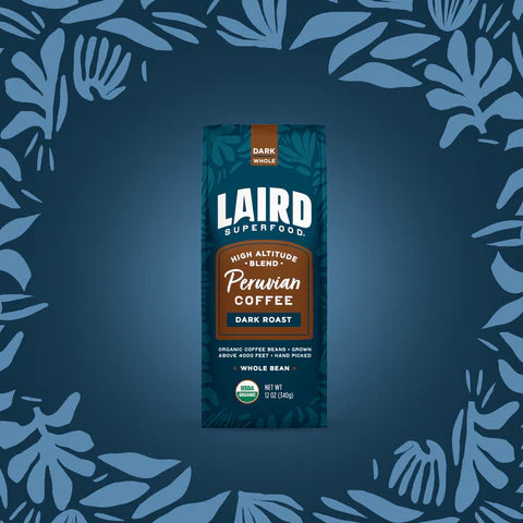 Peruvian Coffee Dark Roast Surfer Laird Superfood Whole Bean Coffee