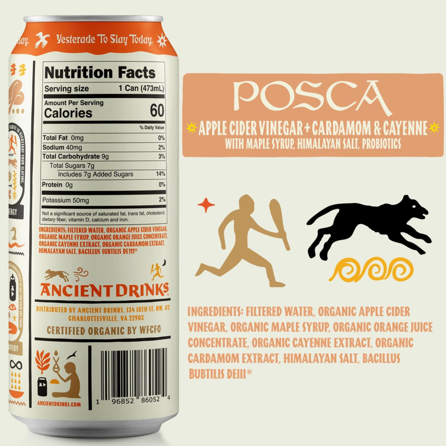 Organic Posca Ingredients And Nutrition Facts Ancient Drinks ACV Cardamom Cayenne