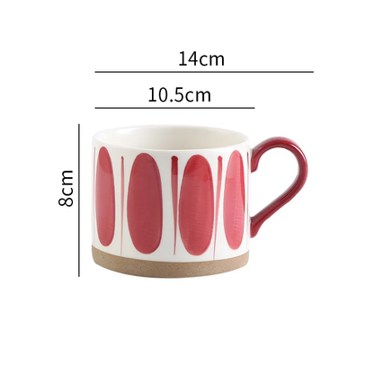 Red Pools Grounded Art Ceramic Mug With Exposed Base Cup Size Measurements