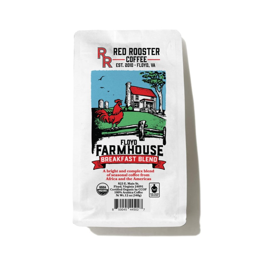 Red Rooster Coffee Floyd Farmhouse Breakfast Blend Organic Whole Bean 12oz