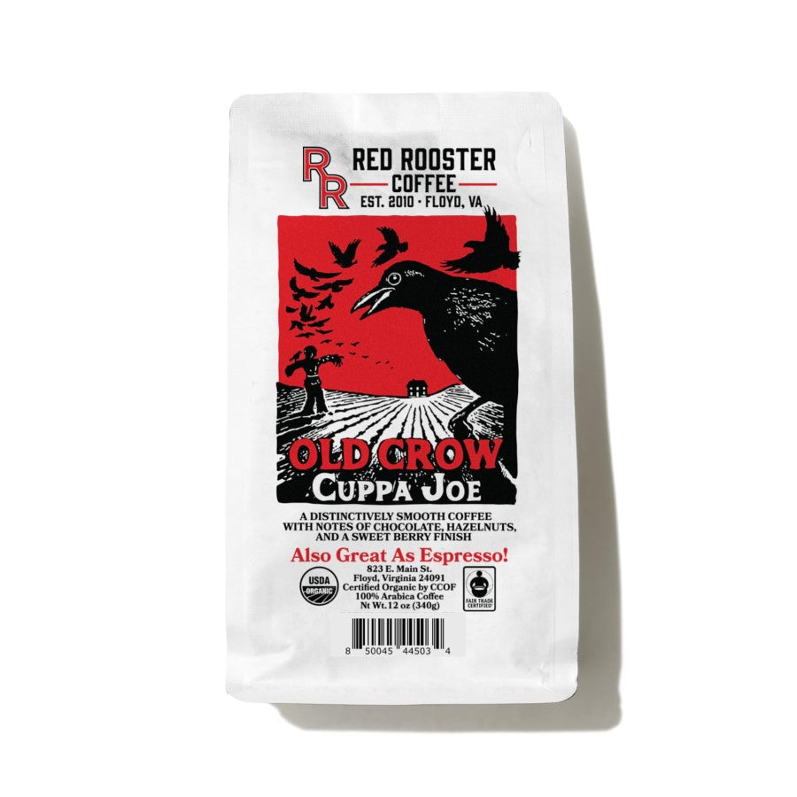 Red Rooster Coffee Old Crow Cuppa Joe Organic Whole Bean 12oz