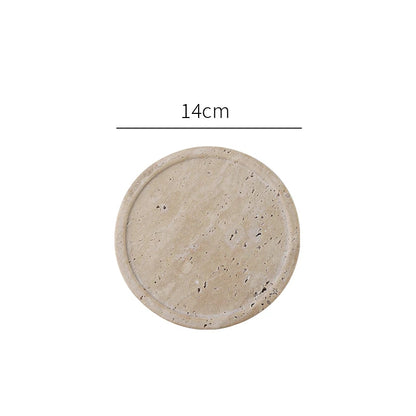 Round Small Chiaro Travertine Stone Decorative Tray Circle