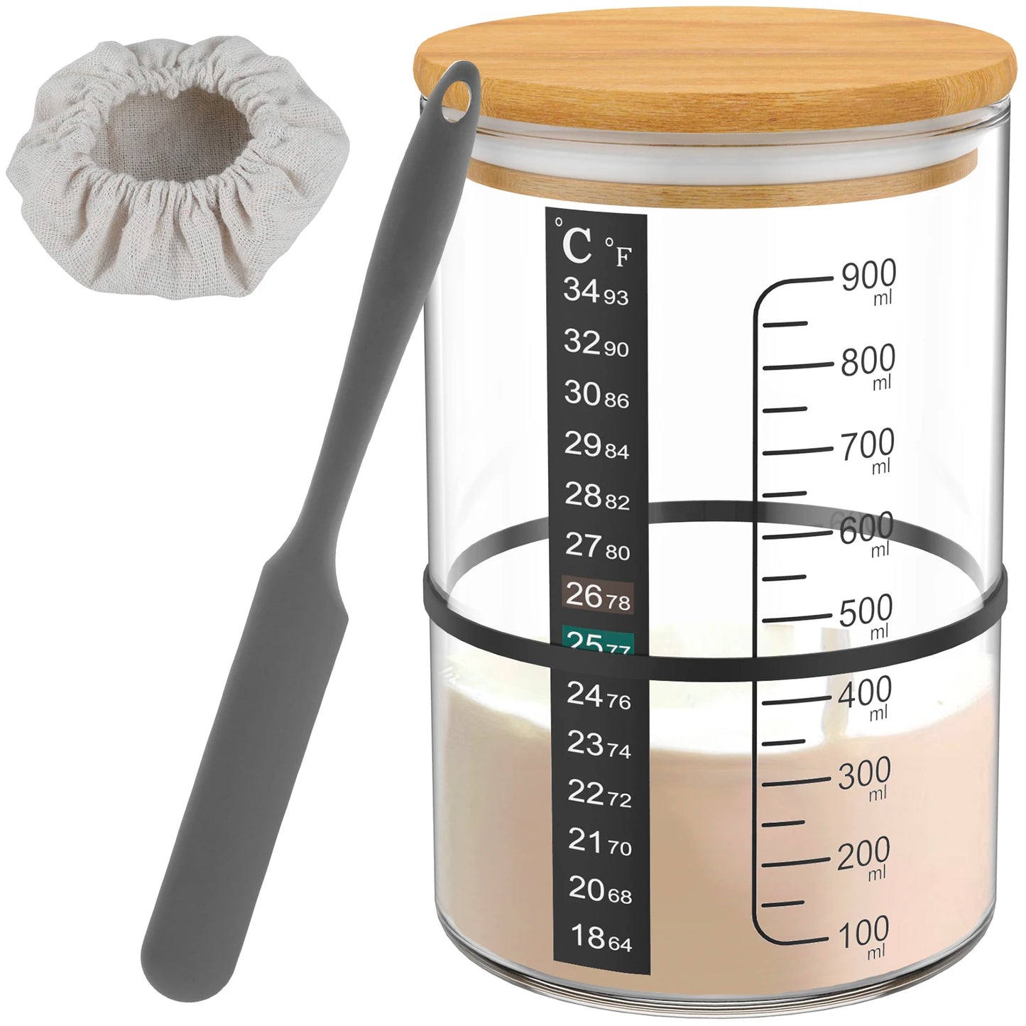 Set B Complete Sourdough Starter Kit With Glass Canister & Tools