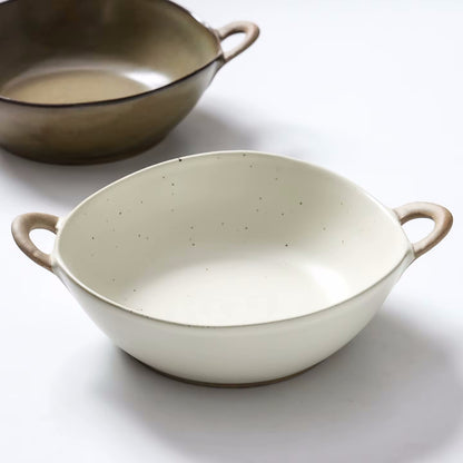 Speckled Paint Style Pottery Irregular Shaped Farmhouse Villa Bowls With Handles
