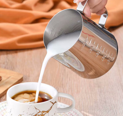 Stainless Steel Silver Chic Milk Pitcher Pouring Cream Into Coffee Barista Gear