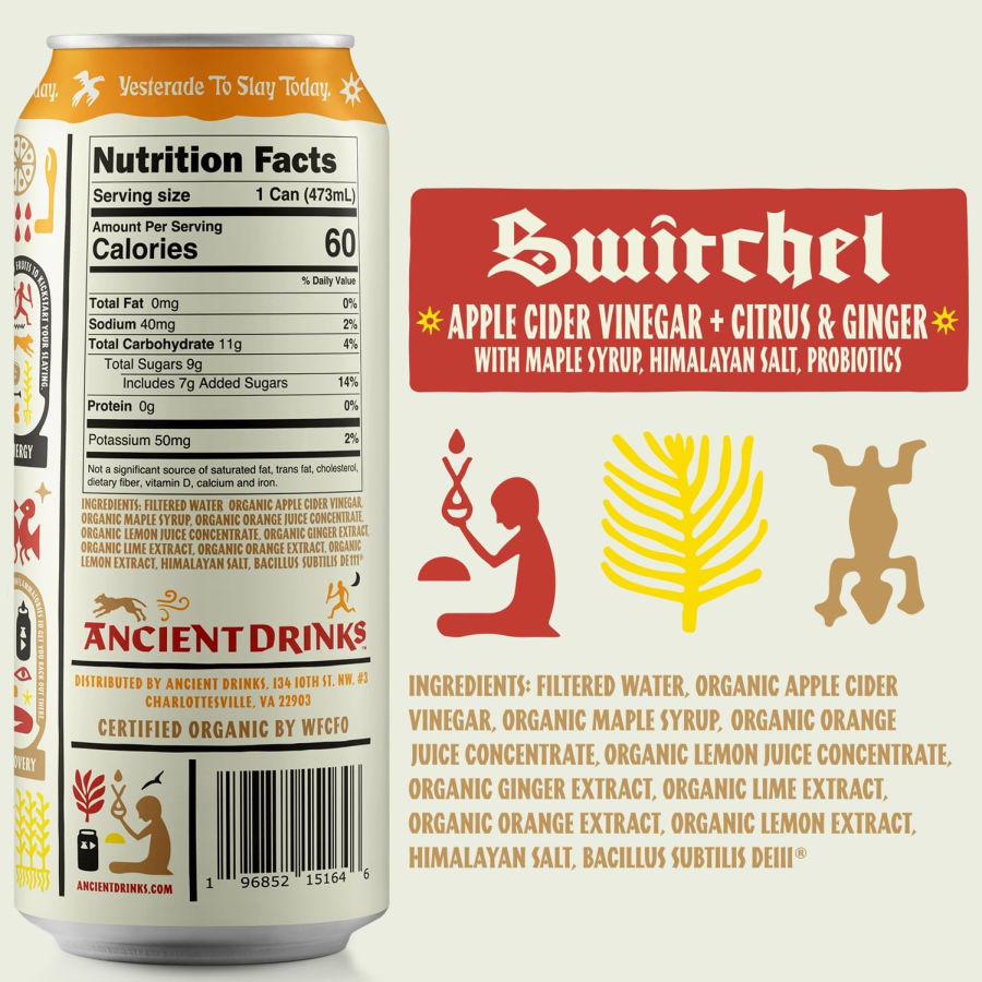 Organic Switchel Ingredients And Nutrition Facts Ancient Drinks ACV Citrus Ginger