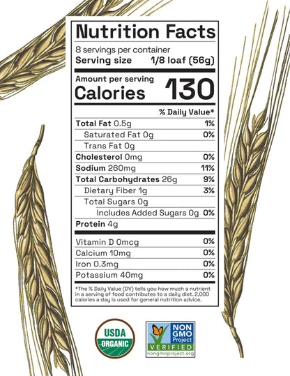 Essential Baking Company Organic And Non-GMO Verified Sourdough Bread Nutrition Facts