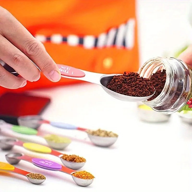 Everyday Stainless Steel Magnetic Double Headed Stackable Measuring Spoon Set