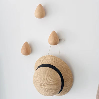 Water Drop Shape Hat Hooks Made Of Beech Wood