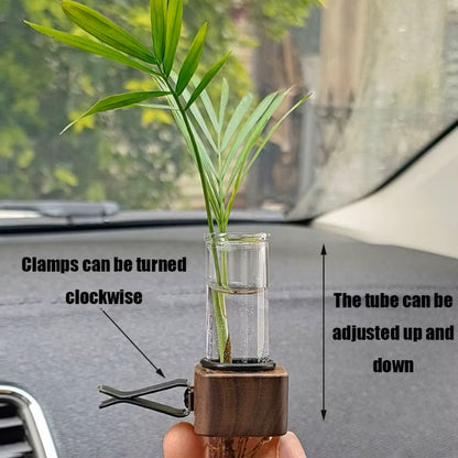 Details About Wood And Glass Vase For Automobile Decor