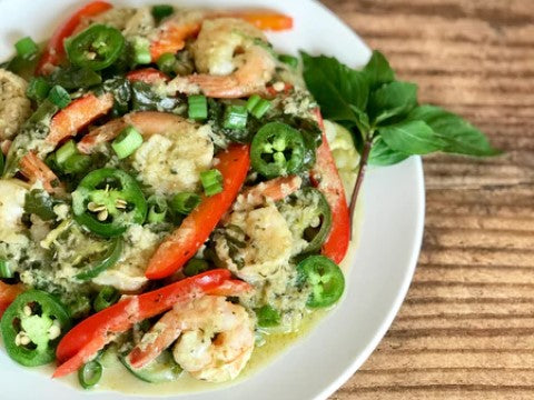 Yais Thai 10 Minute Green Thai Curry Shrimp And Zoodles