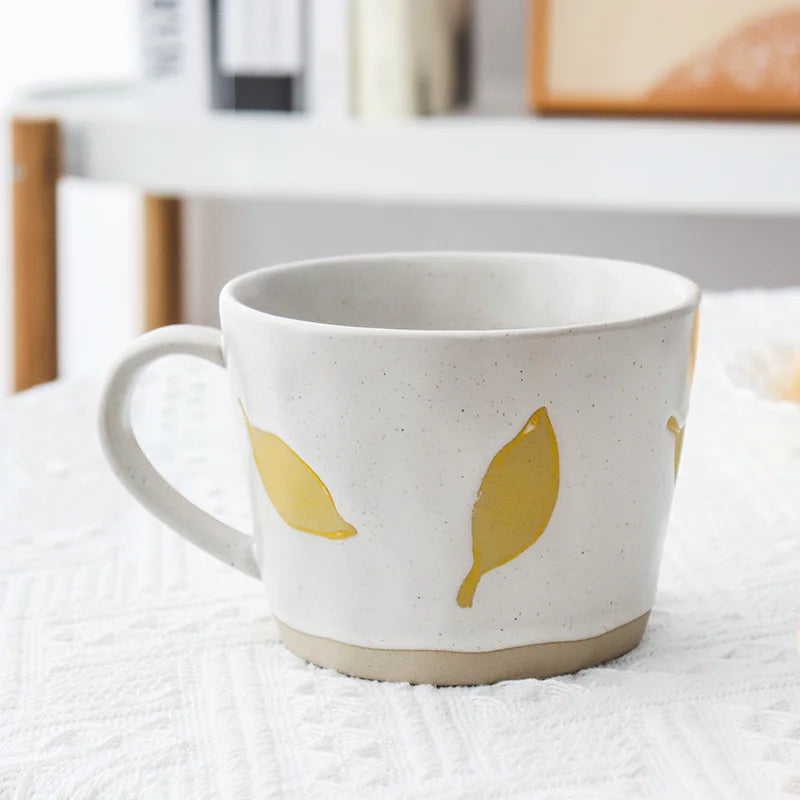 Yellow Leaves On Leafy Craft Style Mug Autumn Decor