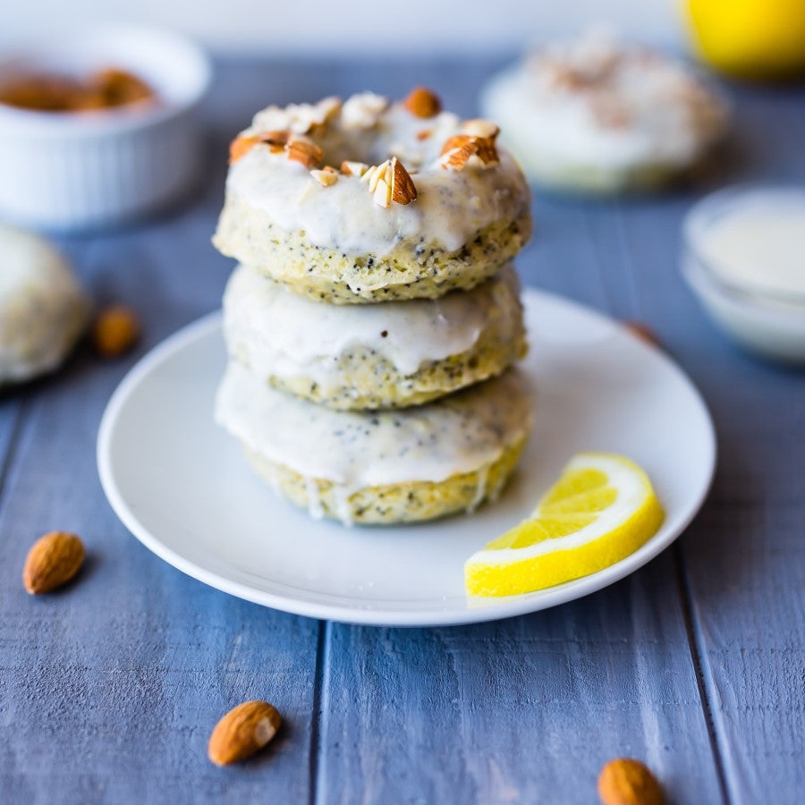 Almond Flour Lemon Poppy Seed Doughnuts With Almonds Made With Barney Bakery Gluten Free Flour