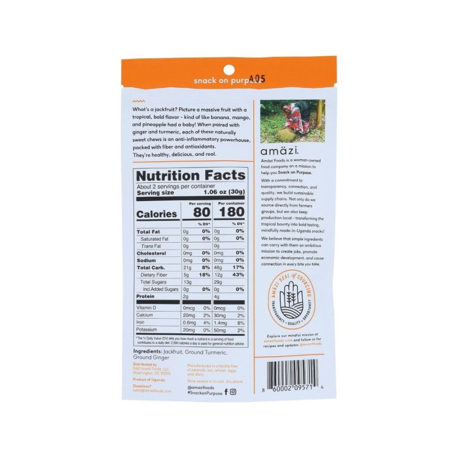 Amazi Ginger Turmeric Jackfruit Chews Nutrition Facts Ingredients