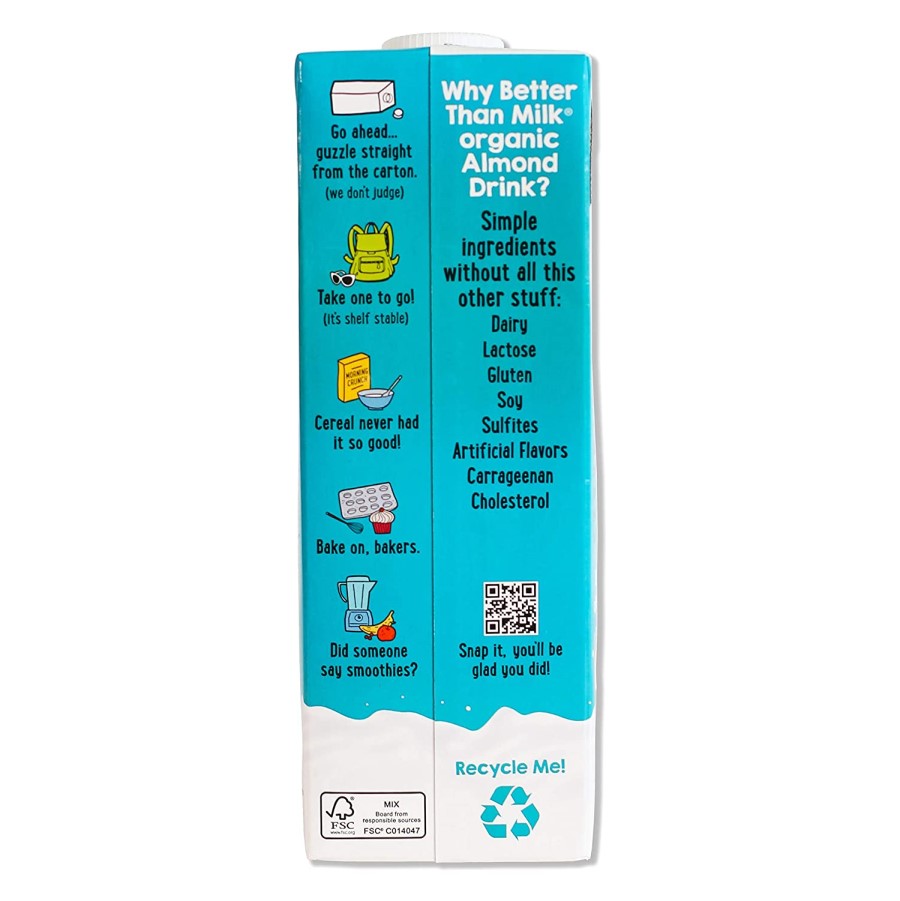 Better Than Milk Organic Almond Drink Is Simple Ingredients No Dairy No Soy Lactose Free Gluten Free No Artificial Flavors No Cholesterol Enjoy On The Go In Cereal Baked Goods Smoothies And More