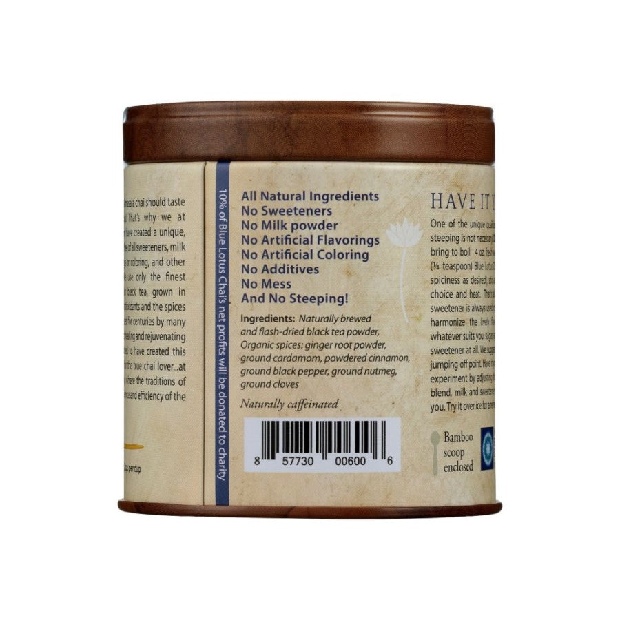 Blue Lotus Chai Non-GMO Traditional Masala Chai Tea Powder All Natural Ingredients 