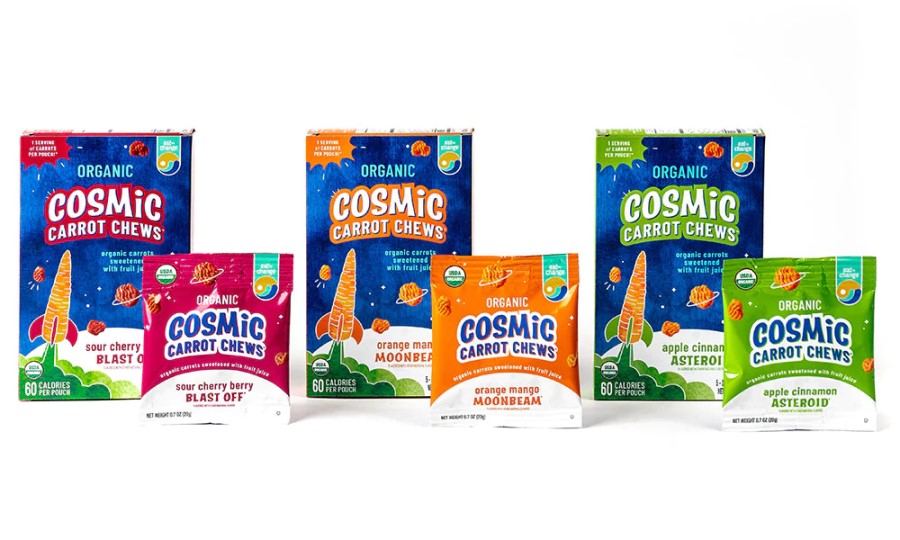 Sour Cherry Berry Orange Mango Apple Cinnamon Eat The Change Kids Snack Packs Organic Cosmic Carrot Chews Sweetened With Fruit Juice