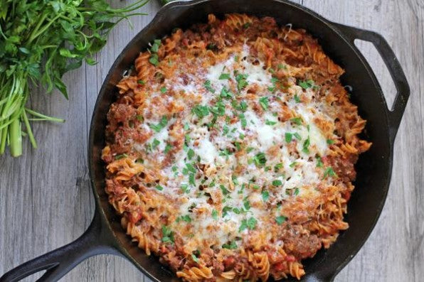 Fody Gut Friendly Recipe One Pan Style Cheesy Beef And Pasta Using Marinara Sauce