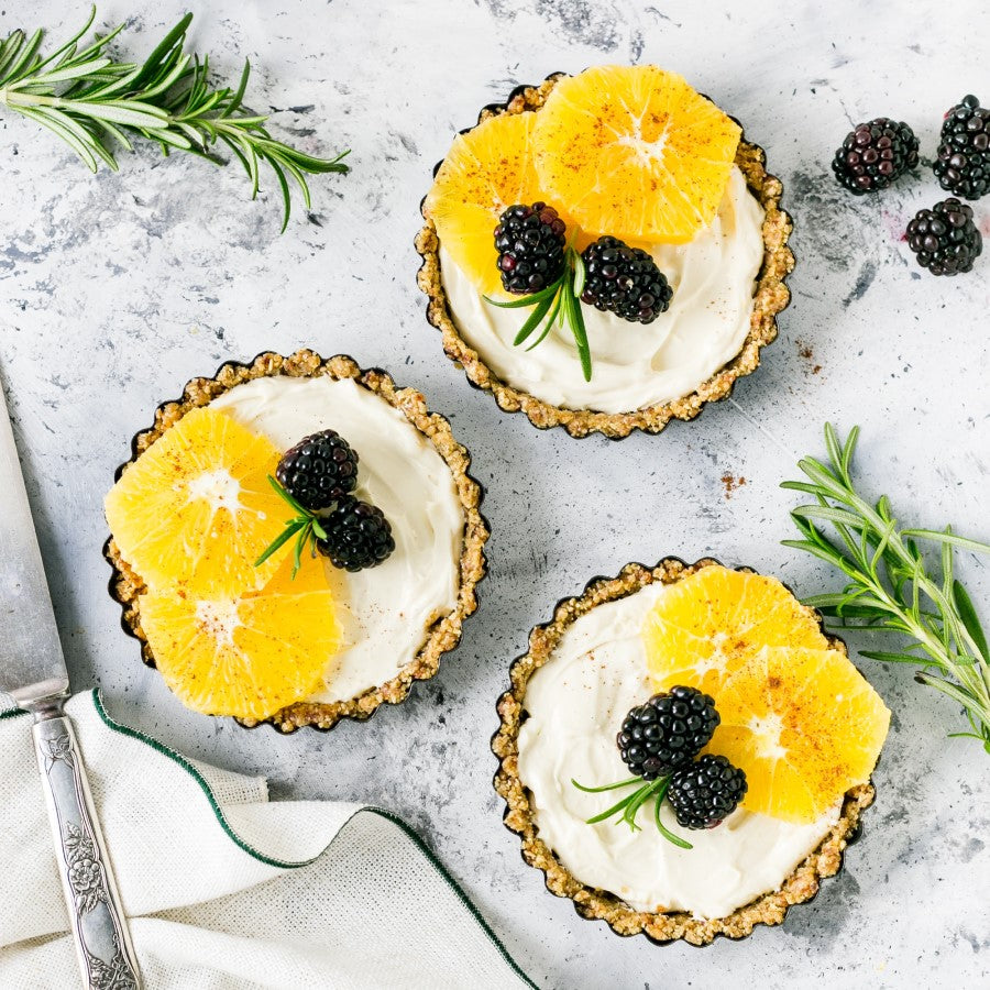 Fresh Berry Topped Pastries With Rosemary Herbs Made With Woodstock Organic Cane Sugar From Terra Powders