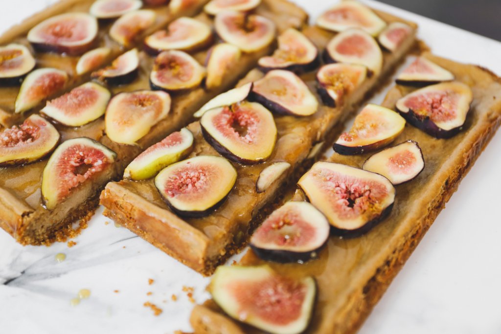 Honey And Fig Cheesecake Bars Made Using Madhava Organic Coconut Sugar And Honey