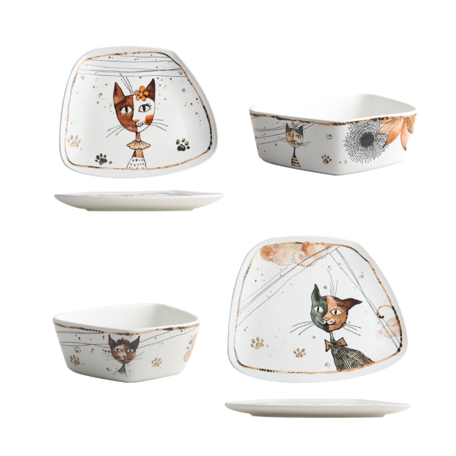 Classy Cats Irregular Shaped Ceramic Tableware