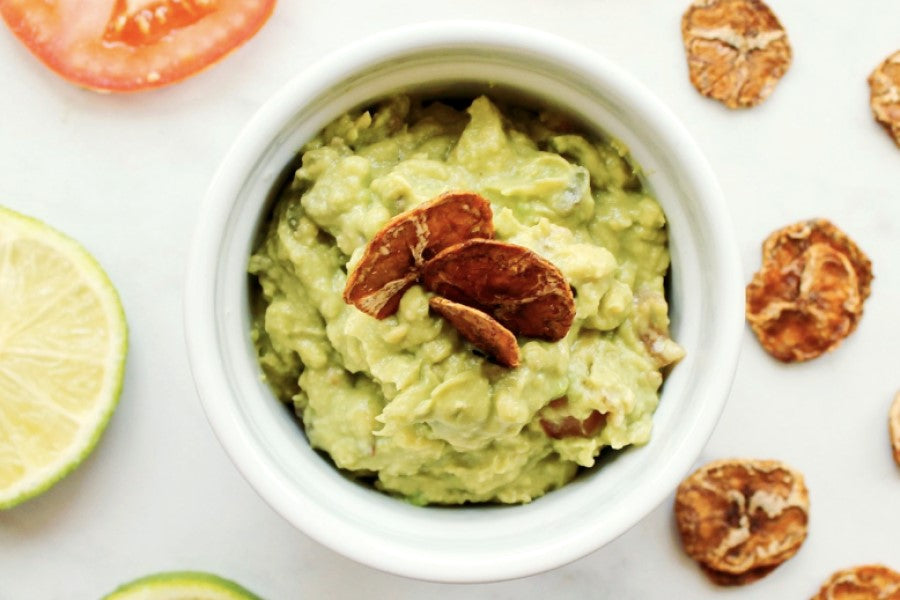 Amazi Plantain Chips in Guacamole For Healthy Snack