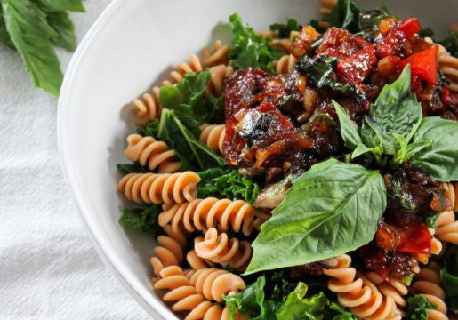 Red Lentil Rotini Pasta With Kale And Pesto Sauce Tolerant Recipe