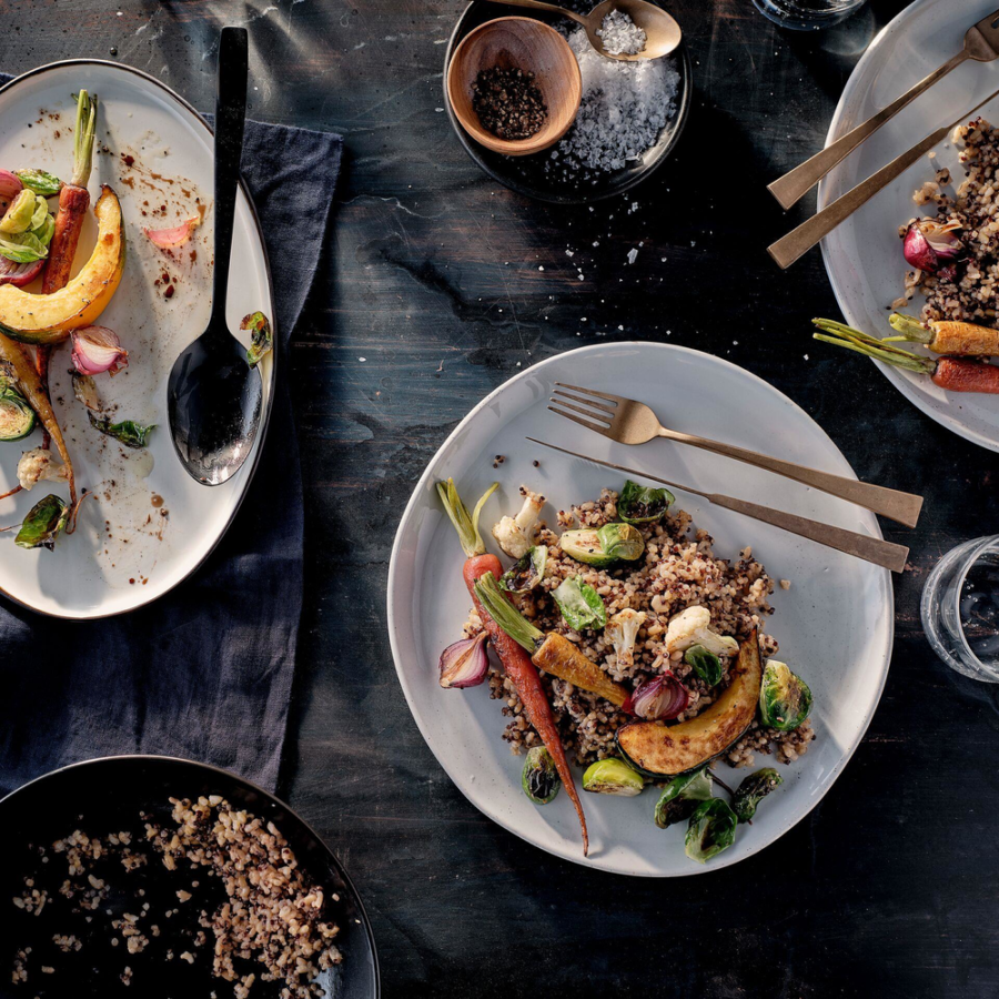 Roasted Vegetables With Garlic And Grains Tru Roots Quick Cook Meal