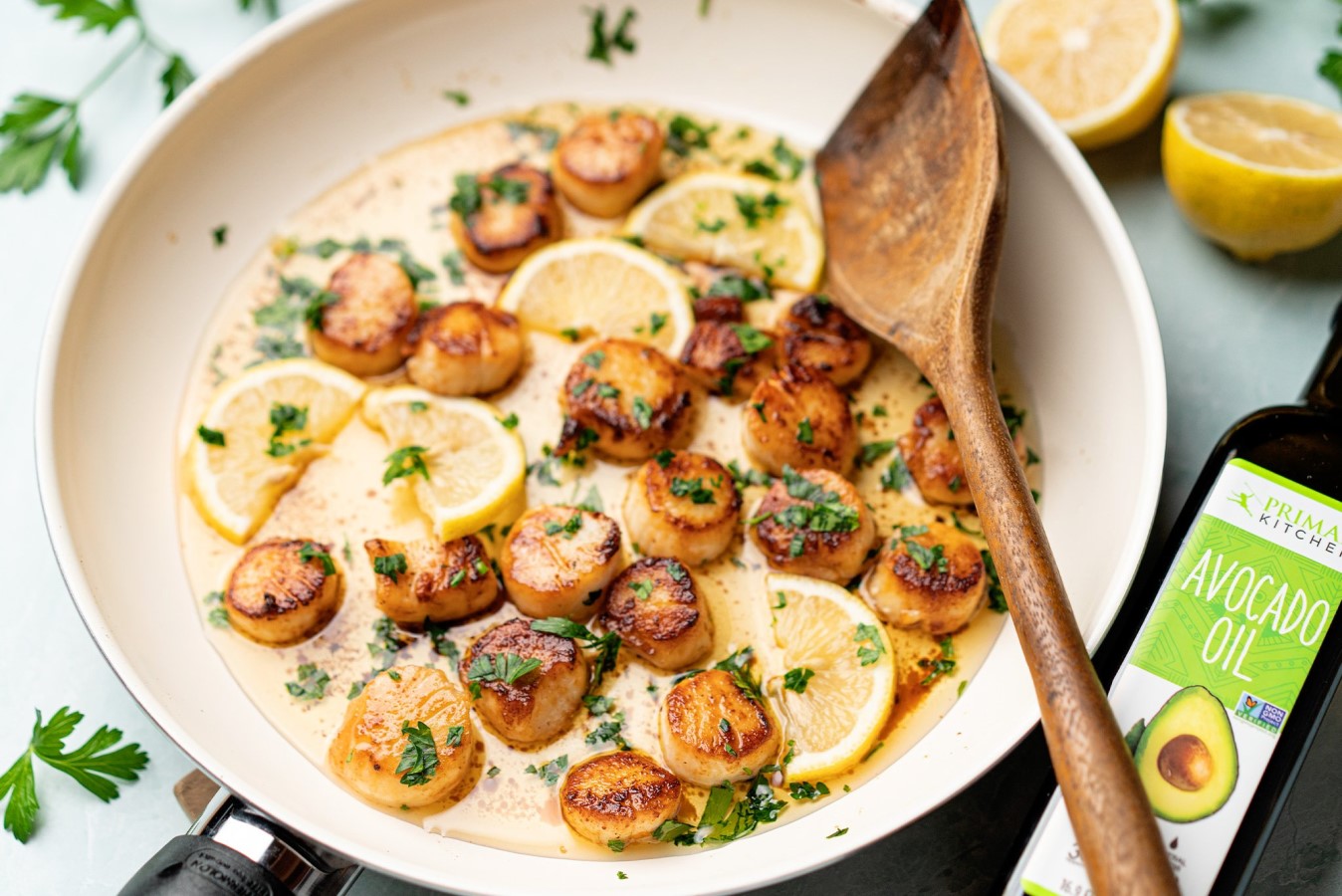 Seared Scallops With Avocado Oil And Lemon Recipe Primal Kitchen