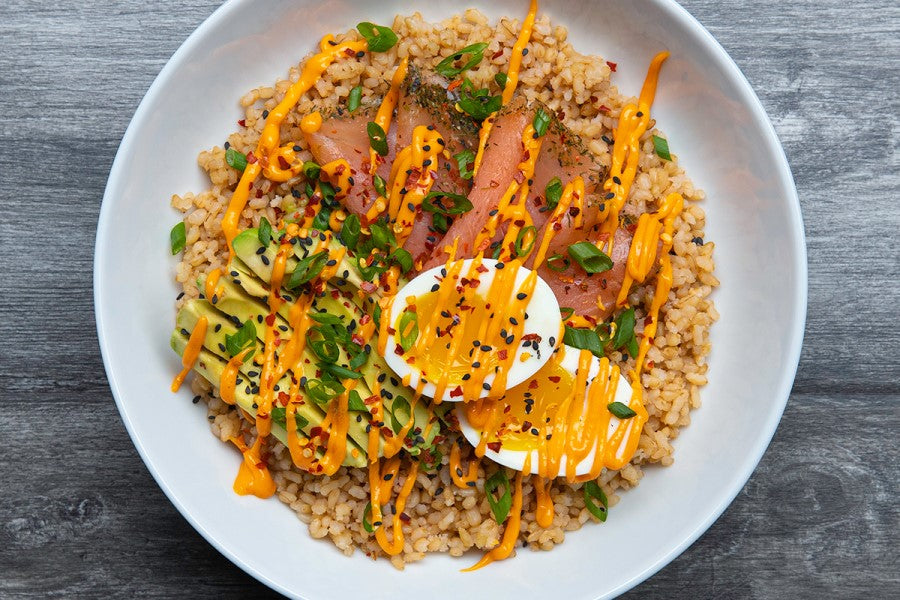 Sesame Salmon Bowl Lundberg Rice Recipe Short Grain Brown